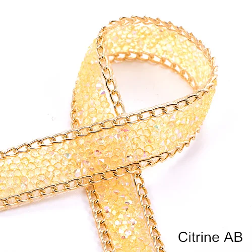 Citrine AB 20 мм, 1 ярд/Лот, отделка+ окантовка цепи, сделай сам, отделка из смолы, сумка, украшение для сандалей, аксессуары, драгоценный камень, золотые нашивки, аппликация B3797 - Color: Citrine AB