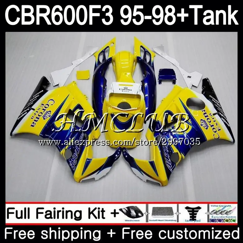 

+Tank For HONDA CBR600FS CBR 600F3 1995 1996 1997 1998 75HC.11 CBR 600 F3 FS CBR600F3 Blue HOT Kit CBR600 F3 95 96 97 98 Fairing