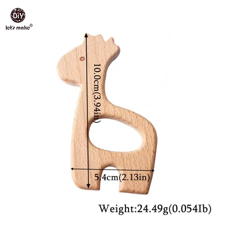 giraffe Let's Make/1 шт. Прорезыватель для зубов, деревянные кольца в виде животных, единорог, камера, ежик, деревянный Прорезыватель для зубов, кулоны для кормления, игрушки для прорезывания зубов - Цвет: giraffe