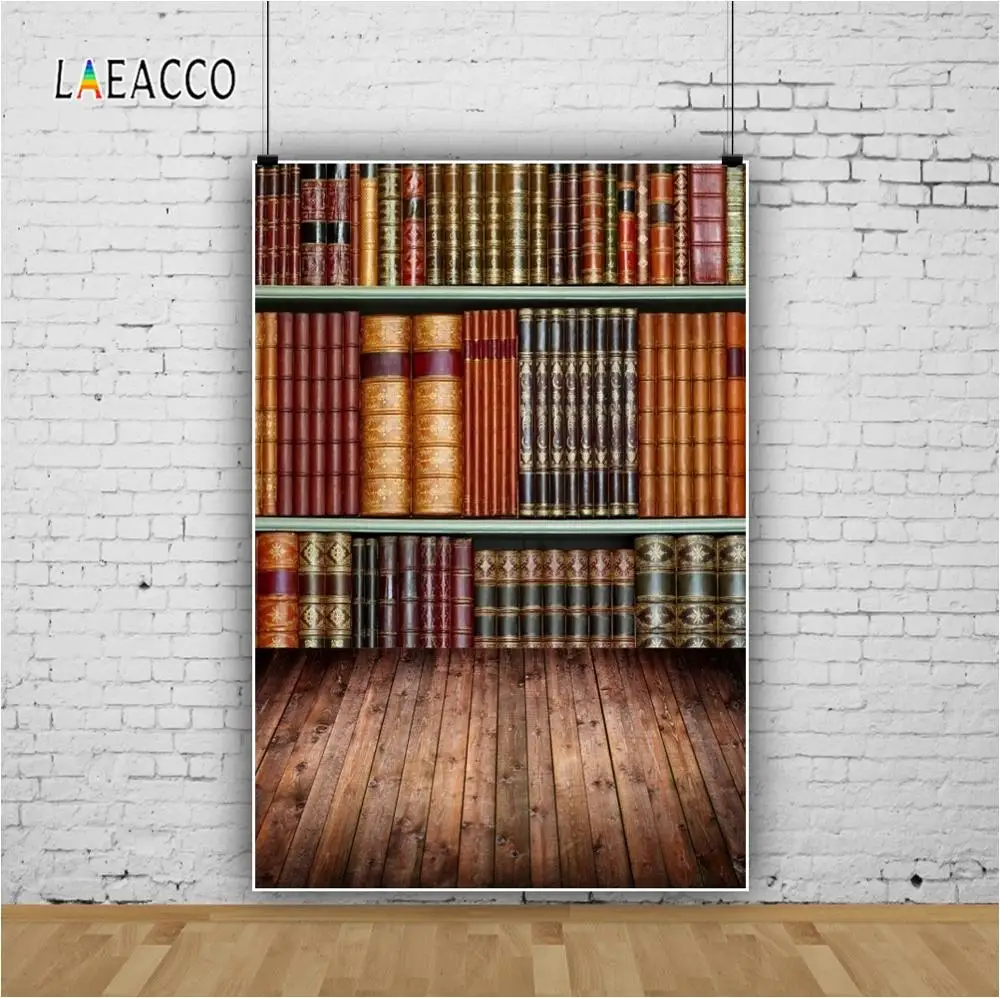 Laeacco детская библиотека деревянная доска старая книжная полка книга фотографии