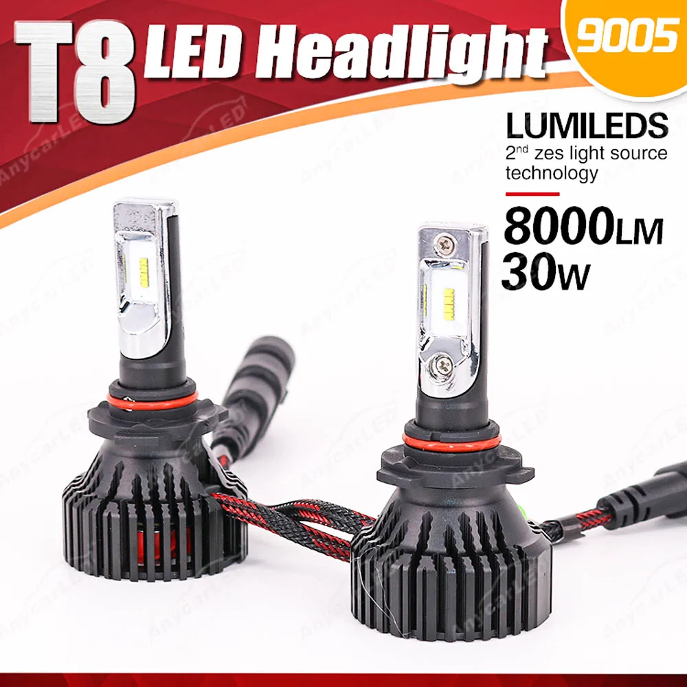1 комплект 9005 HB3 60 Вт 8000LM T8 светодиодные фары LUMILED ZES чип 16SMD чистый белый 6500 к