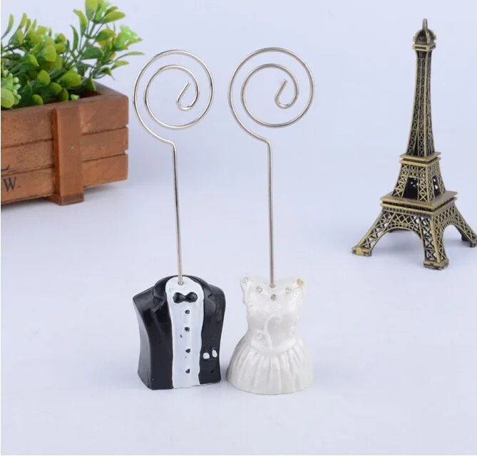 

50pcs/lot Bride And Groom Place Card Holders Party Table Cards Clips Photo Holder Wedding Party Favor Decoration