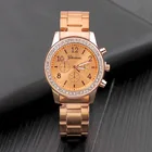 Часы женские кварцевые под розовое золото, из нержавеющей стали