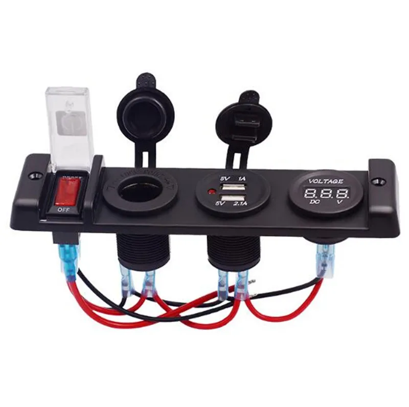 WUPP 12V выключатель панель двойной 5V 1A 2.1A USB выход зарядное устройство Порт