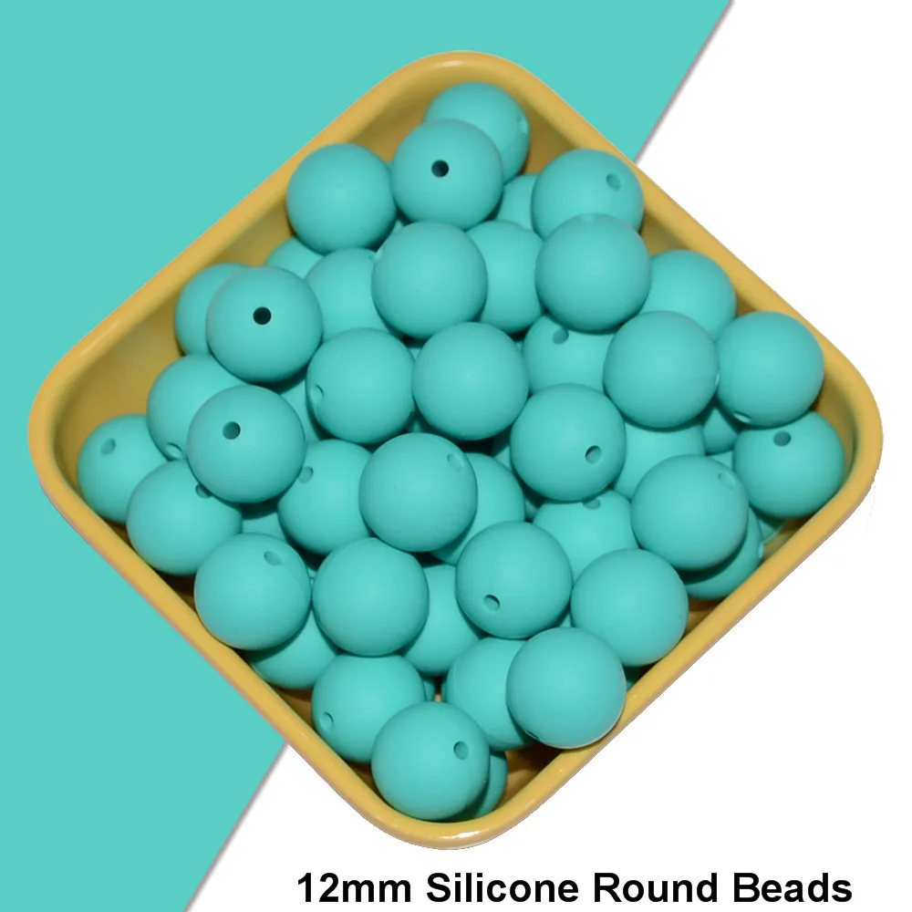 01 Happyfriends 10pcs 12mm Silicone Teething Bead Baby Chewable Pacifier Clips Beads Food Grade Silicone BPA FREE Teether Toys - Цвет: 01