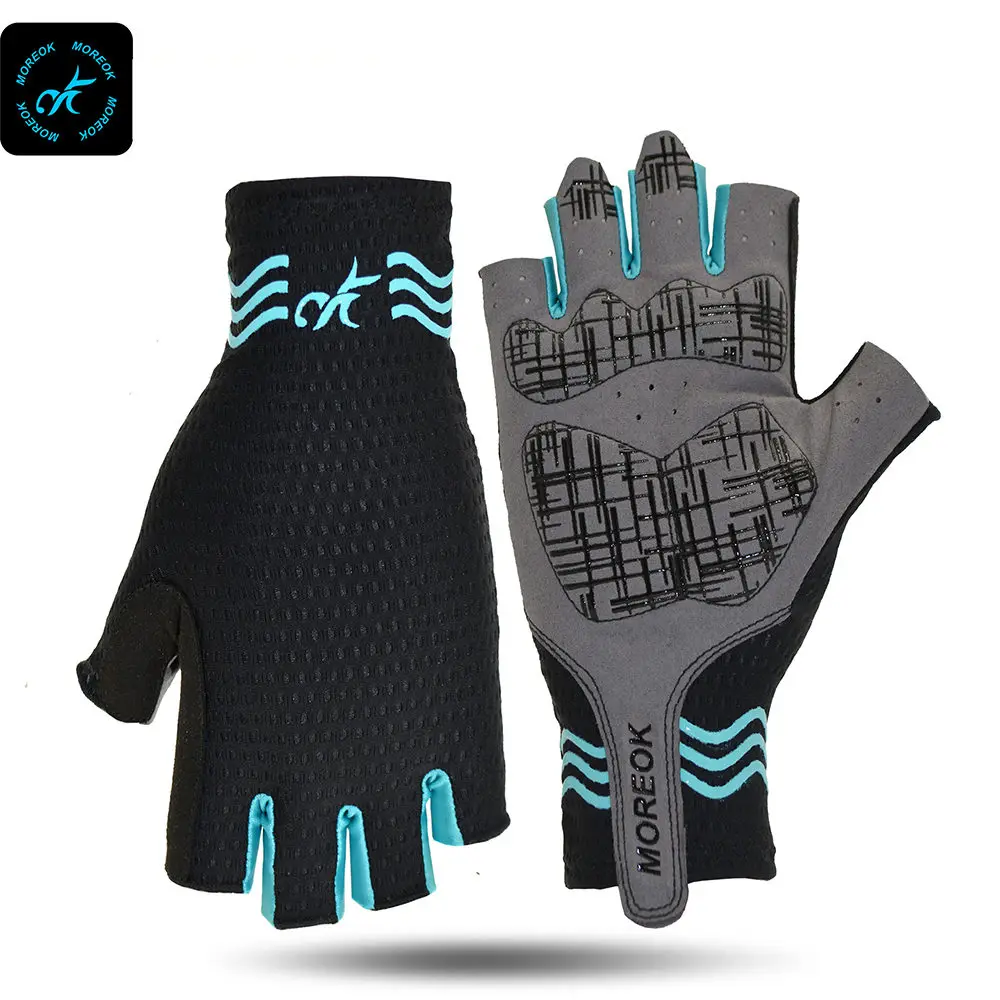 AK055 Blue MOREOK из лайкры для спорта на открытом воздухе, гоночные противоударные перчатки для горного велосипеда, велосипедные перчатки с коротким пальцем для езды на велосипеде, велосипедные перчатки для мужчин - Цвет: AK055 Blue