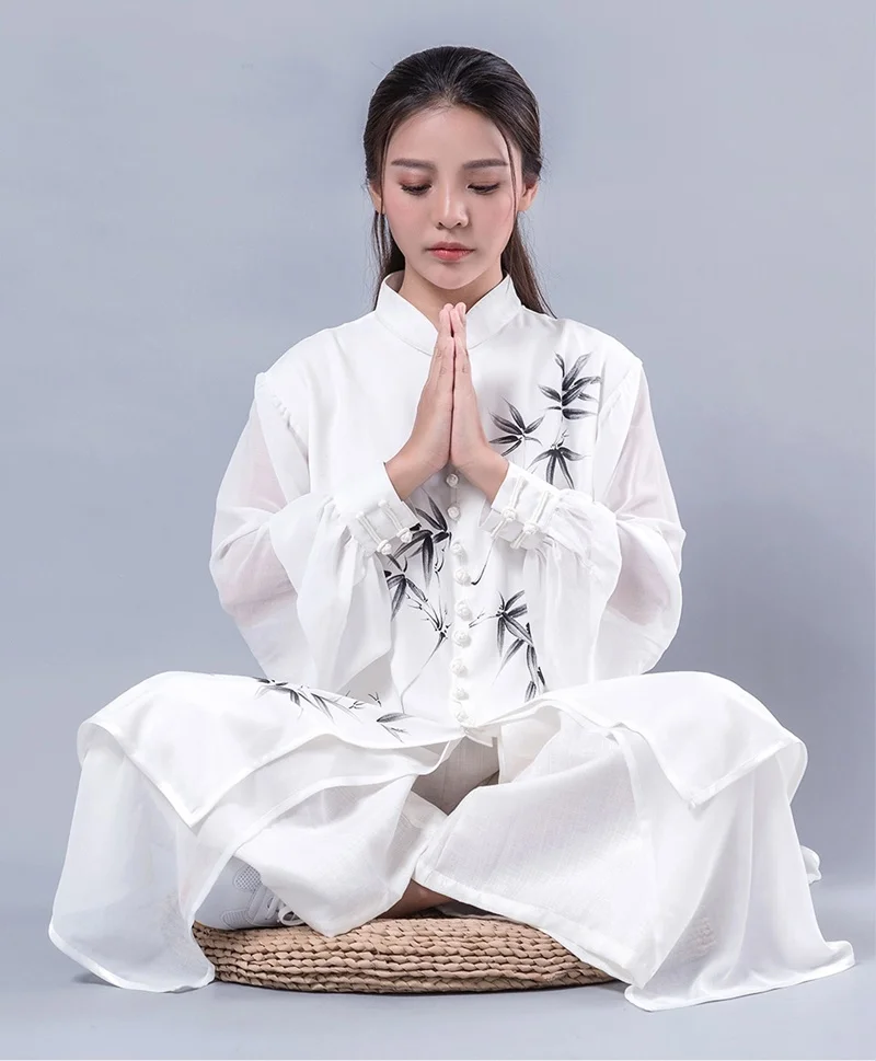 Tai Chi наряды традиционная китайская одежда для мужчин Мужская живопись бамбук крыло Chun Шанхай одежда Tang Wushu костюм TA1474