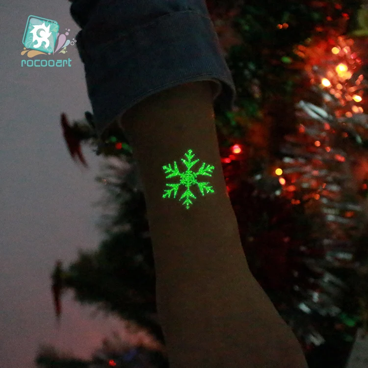 Rocooart Le Merry Christmas светящиеся тату большие водонепроницаемые Временные татуировки