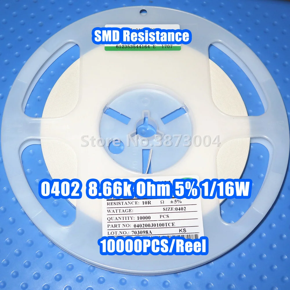 

1 Reel 0402 8.66k 8.66k Ohm 5% 1/16W SMD resistance 10000PCS/Reel