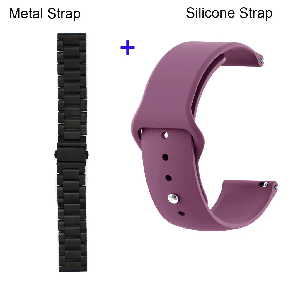Black-Purple 22 мм браслет ремешок для Xiaomi Amazfit GTR 47 мм Pace Stratos ремешок для samsung gear S3 Galaxy 46 мм нержавеющая сталь ремешок для часов - Цвет: Black-Purple
