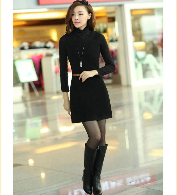 2016 Новый Осень Зима Искусственного Шерстяные Карандаш Платья Женщин Рабочая