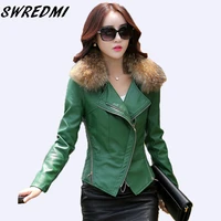 swredmi spring autumn real fur womens leather jacket slim motorcycle outerwear coats female short leather coat fashion suede