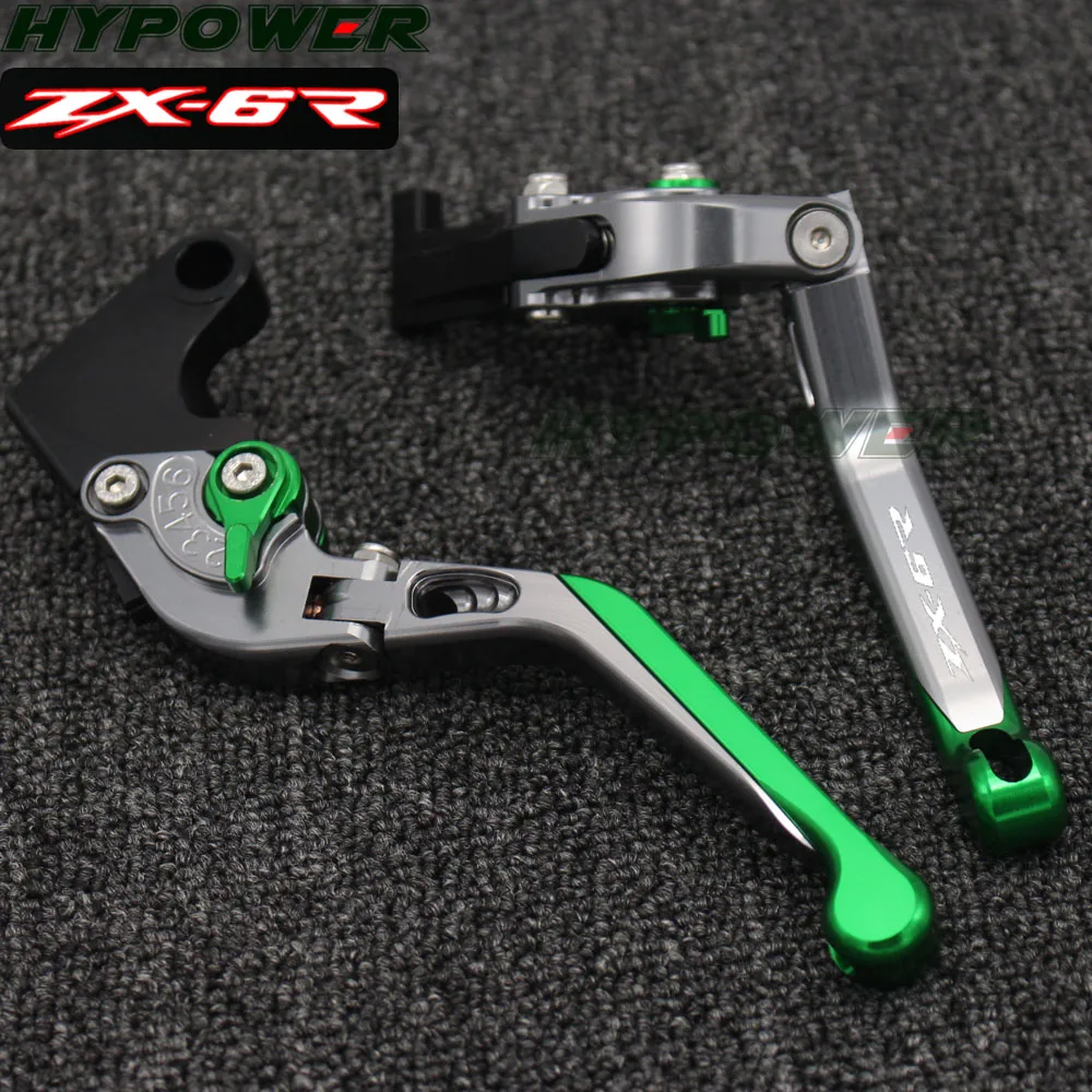 Для Kawasaki ZX 6R ZX6R 1995 1999 1996 1997 1998 зеленый и Титан CNC регулируемые складные рычаги