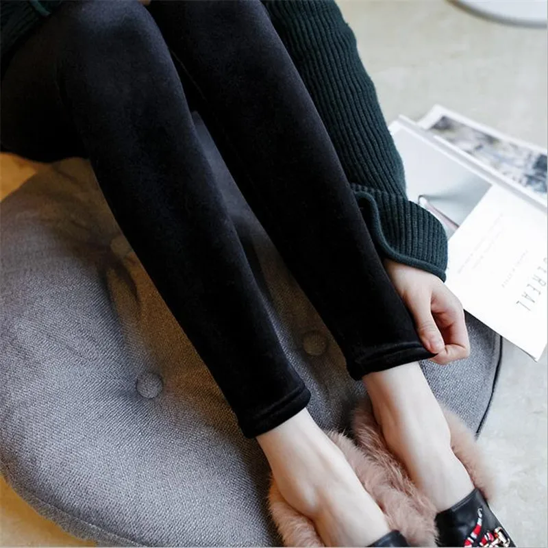 Новинка 2019 осенне зимние леггинсы золотые бархатные облегающие Женские