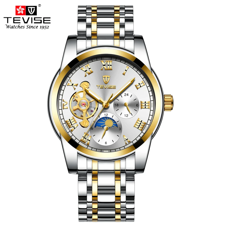 Tevise роскошные механические часы для мужчин Tourbillon автоматические мужские