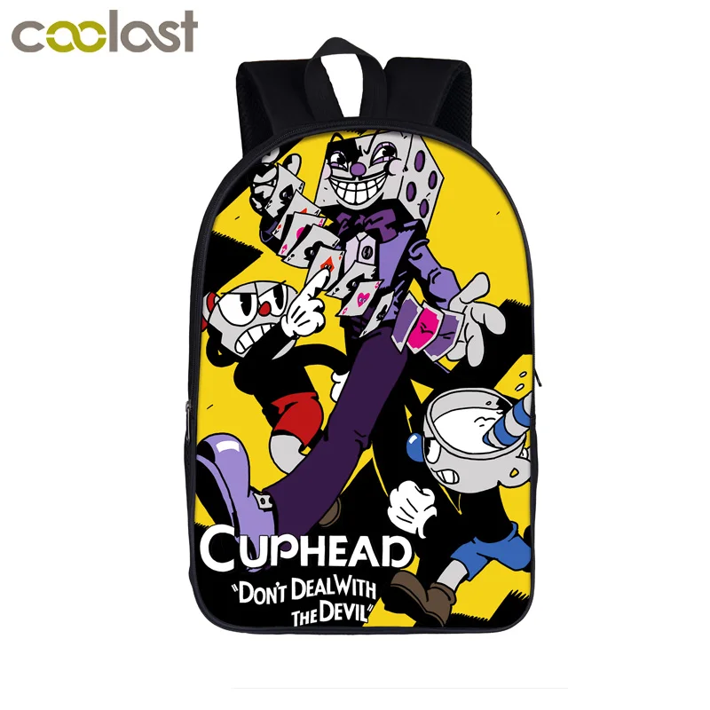Забавный рюкзак cuphead/mughead с принтом для подростков мальчиков и девочек, детские школьные сумки, рюкзак для ноутбука, повседневный рюкзак, Детская сумка для книг - Цвет: 16cuphead07