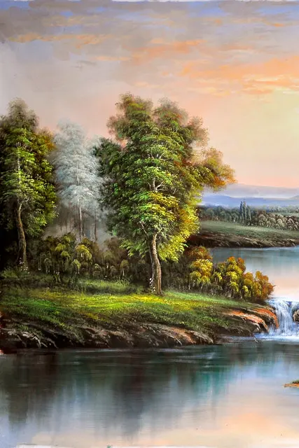 3 Панели пейзаж деревья и реки холст печать живопись абстрактная картина