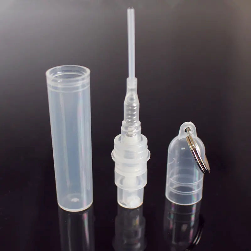 

100pcs/lot 2ml 3ml 4ml 5ml empty plastic perfume bottle with key chain refillable sample test bottle vials