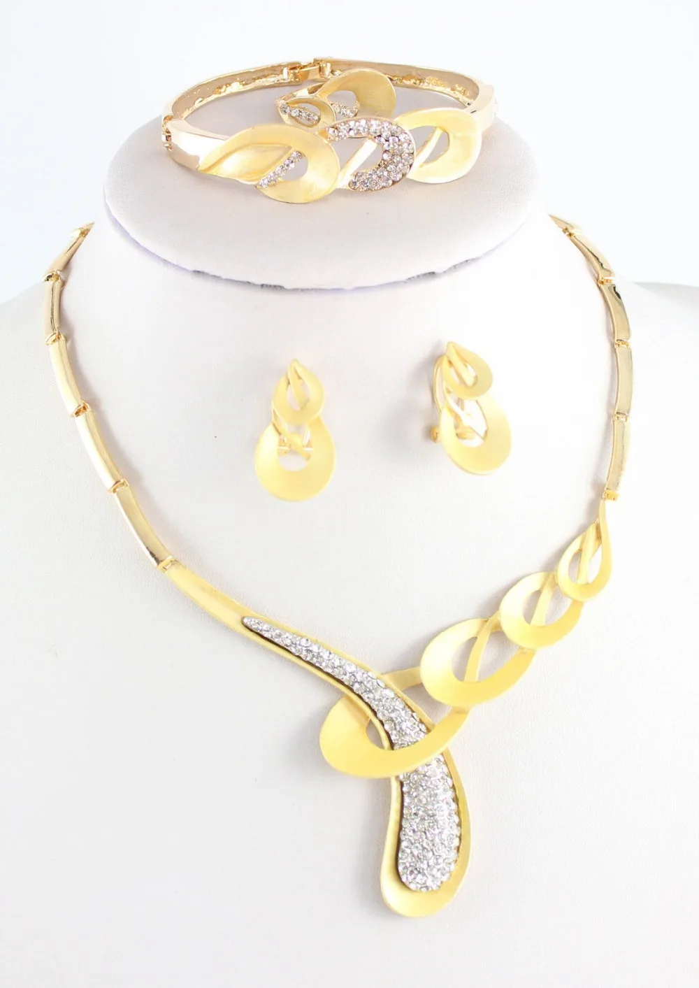 Модный люкс свадебное 18 К позолоченный кристалл африканский костюм дубай