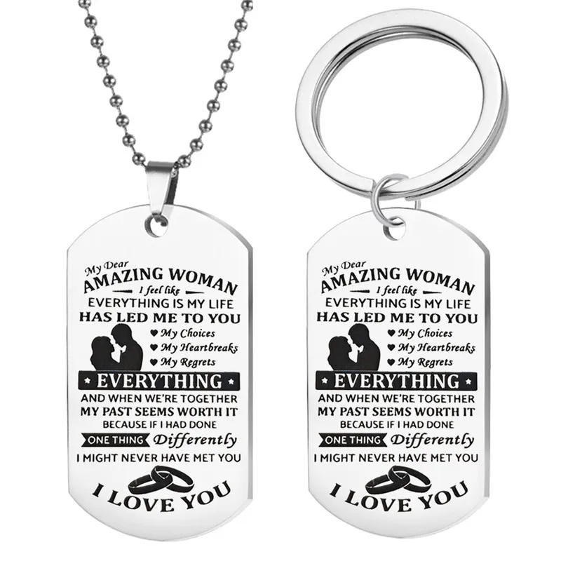 

To My Girlfriend/Wife Amazing Women Stainless Steel Pendant Necklace Dog Tag Birthday Gift Romantic Loverly Anniversary Jewerly