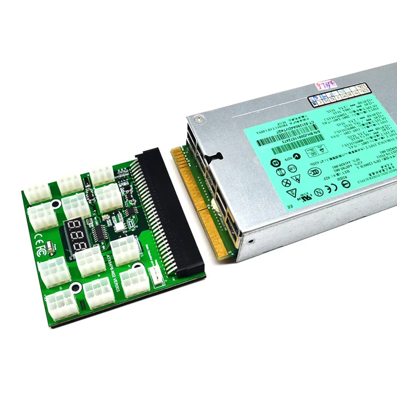 12PCS GPU 60CM 6Pin PCI-E Male to 6 + 2 Pin Power Cable 1PCS 12V 12 Port 1200W DPS-1200FB-A коммутационная плата для