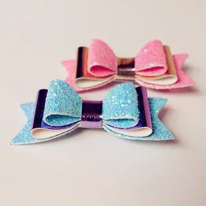 Заколки для волос Детские, из искусственной кожи, с блестками, 12 шт.лот