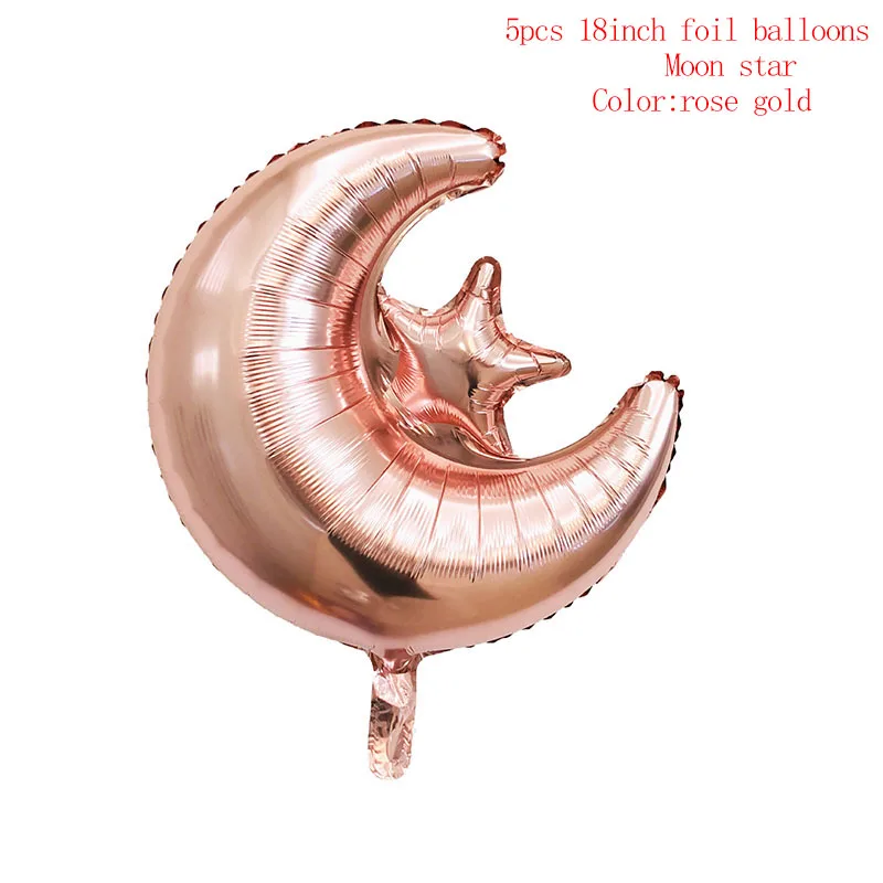 EID Mubarak Letter Balloons for Muslim Islamic Party Decorations Eid al-firt Ramadan Decorations Ramadan Mubarak Party Supplies - Цвет: 5pcs moon star rose