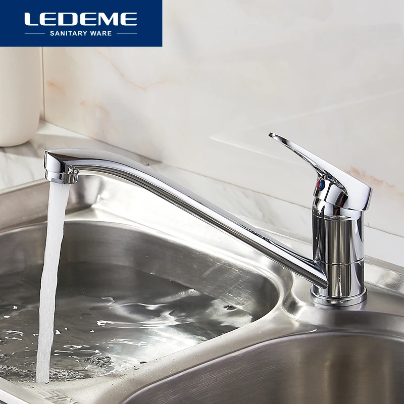 LEDEME одной ручкой Кухня кран латунь бортике поворотный 360 градусов водопроводной