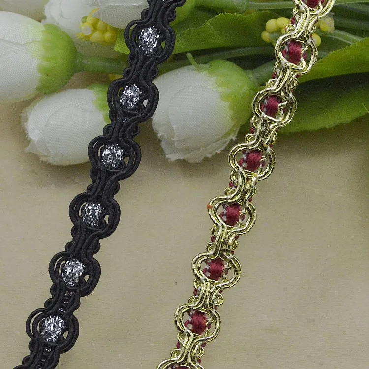 100 метров горячая Распродажа DIY Золотая кружевная отделка плетеная для украшения костюма Высококачественная коса многоножка Черная Тесьма для шитья