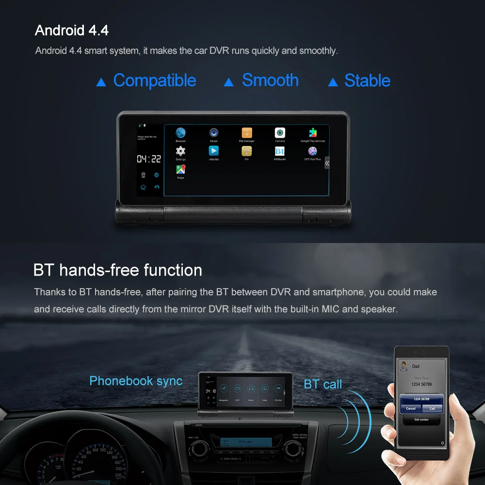 KKmoon Видеорегистраторы для автомобилей Двойной объектив Dash Cam 7 &quot1080P