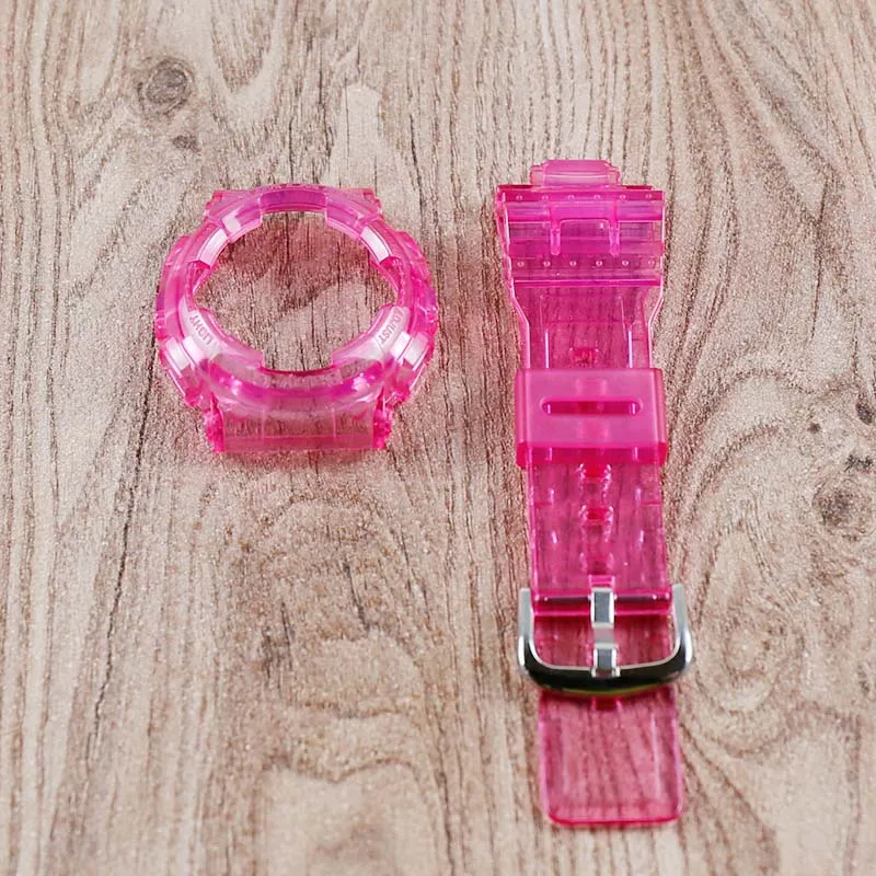 Rose red Женские часы с аксессуарами для Casio baby-g серии прозрачный ремешок BA-111 110 112 120 Смола ремешок серии - Цвет ремешка: Rose red