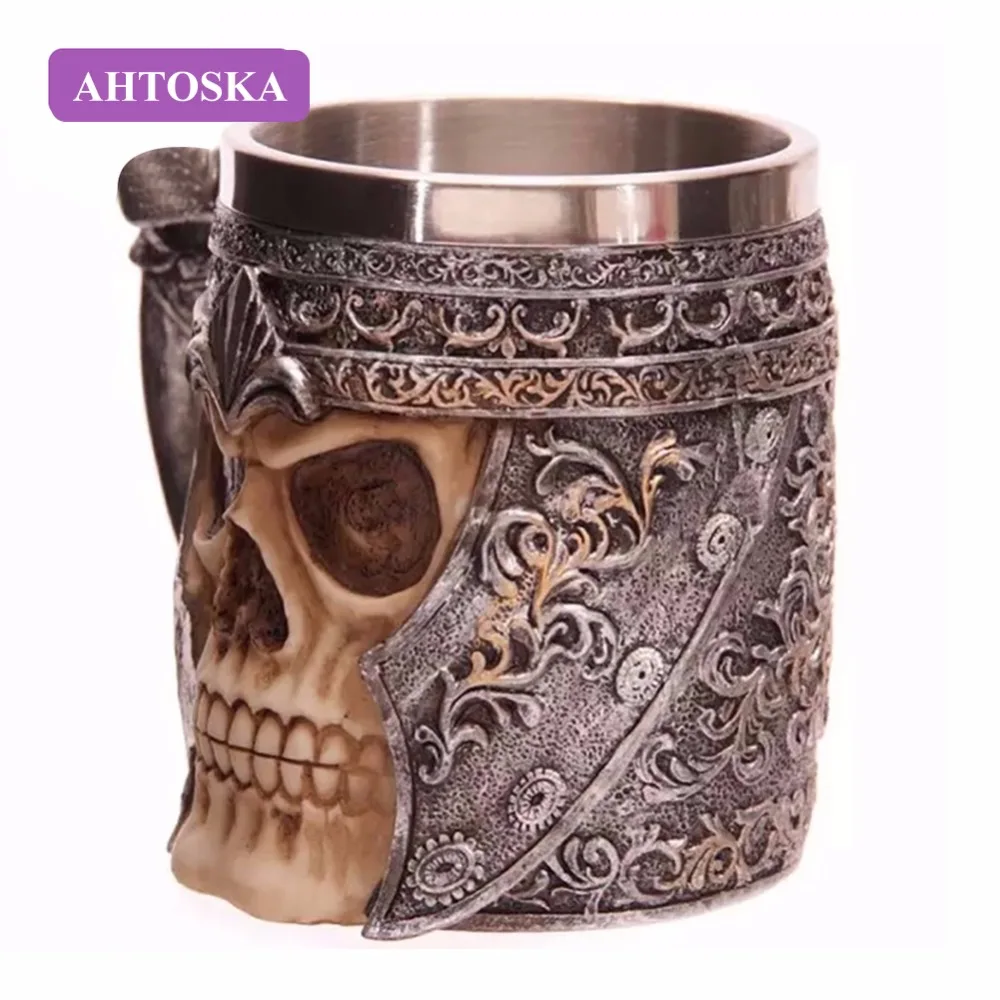 3D Кофейное Молоко Кружка Смола Череп Tankard Яркий Воин Викинга Пивная кружка