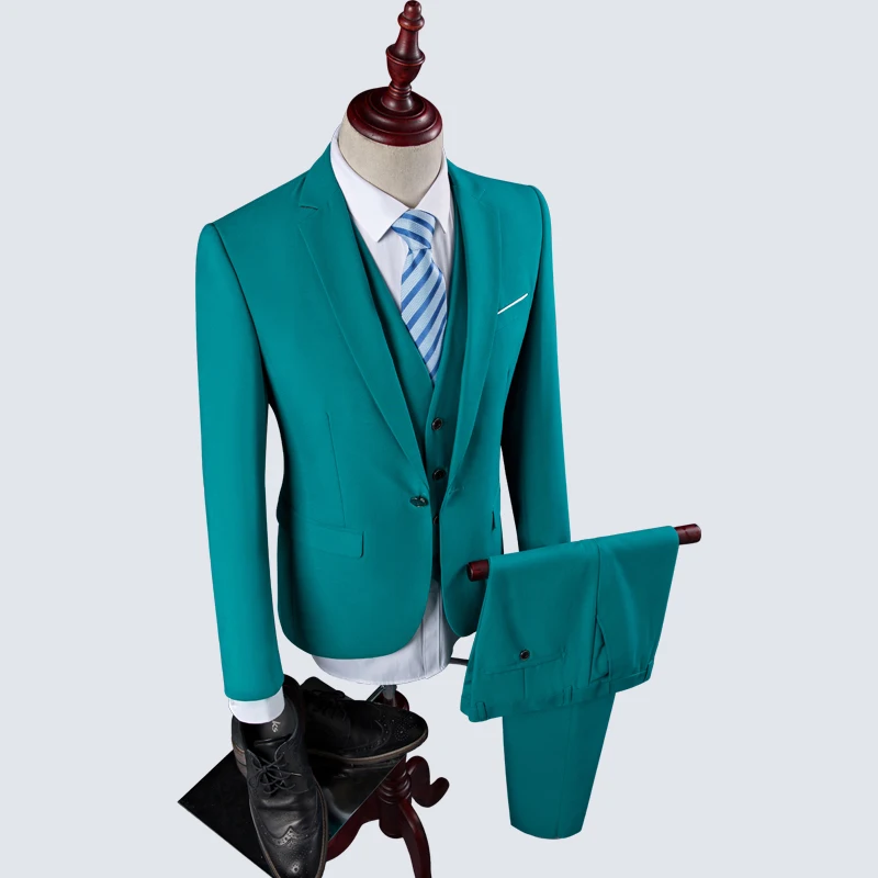 Новое поступление 2018 мужской однотонный облегающий костюм для жениха на свадьбу