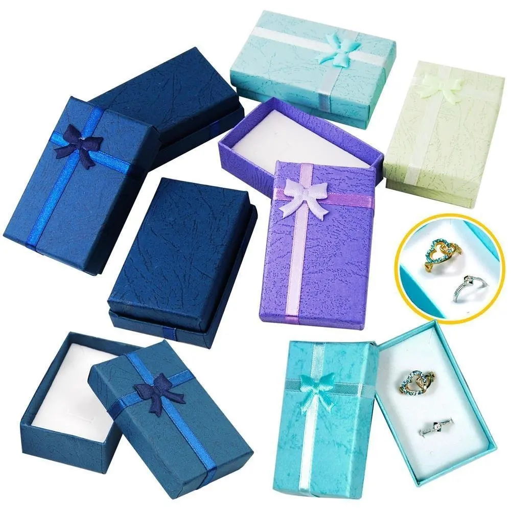 12 шт. разноцветные подарочные бумажные коробки для ювелирных изделий