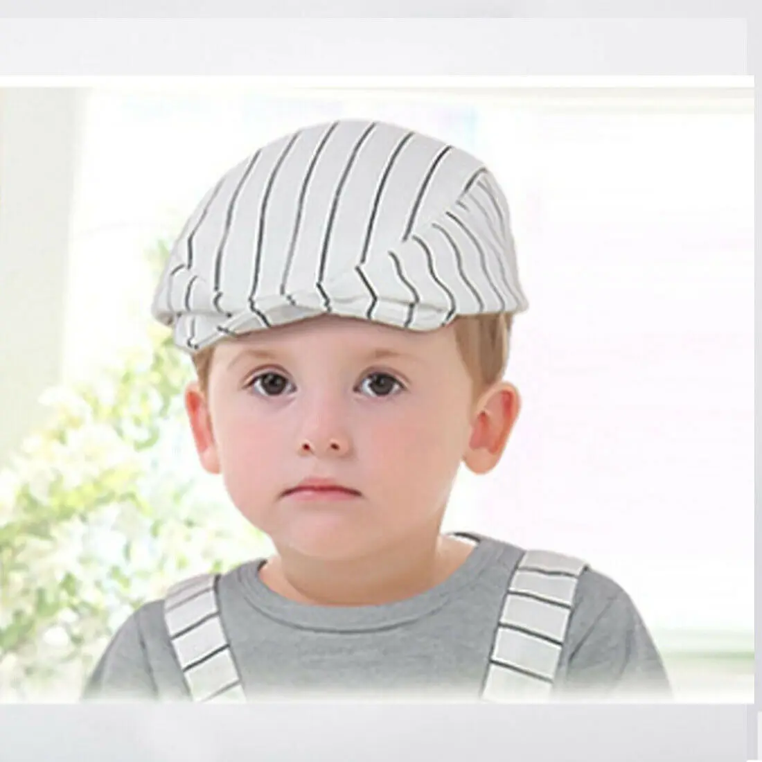 Neborn baby boy берет солнцезащитный козырек полосатый колпачок s фото фотография Серый Белый 2 цвета 1 шт