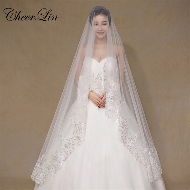 Развеселить Лин Оптовая 3 М Слоновая Кость Фаты Длиной Бисера Края Шнурка Bridal Veil