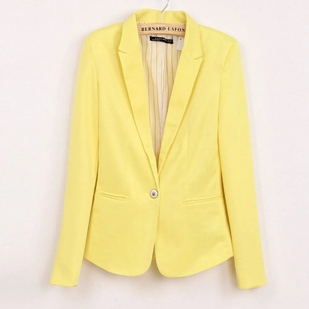 Новые осенние Для женщин Карамельный цвет Блейзер Куртки Пальто Slim Fit Casaco