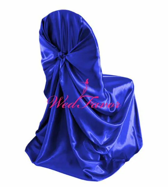 Royal Blue WedFavor 100 шт Универсальные Сатиновые чехлы для стульев для свадьбы чехлы на стулья для банкета, вечерние украшения для отеля - Цвет: Royal Blue
