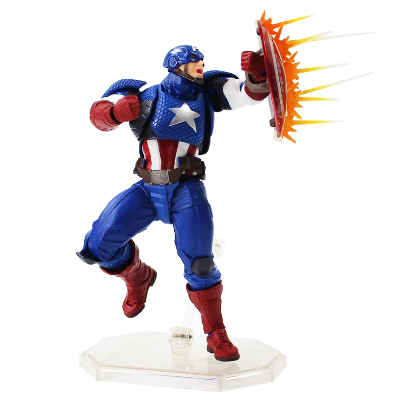 

16cm Avengers Captain America Assemble Revoltech Amazing Series NO.007 Sculpted by Yamaguchi Katsuhisa PVC Figure Model Toy