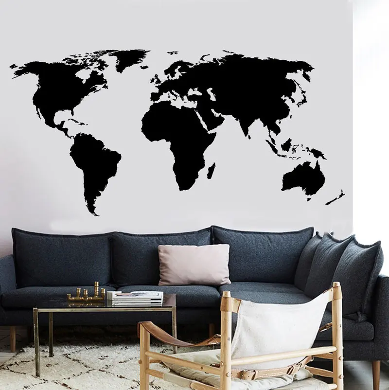 

Large World Map Wall Decal Office Classroom Decoration Vinyl Wall Sticker Home Living Room Room Wall Sticker DT16