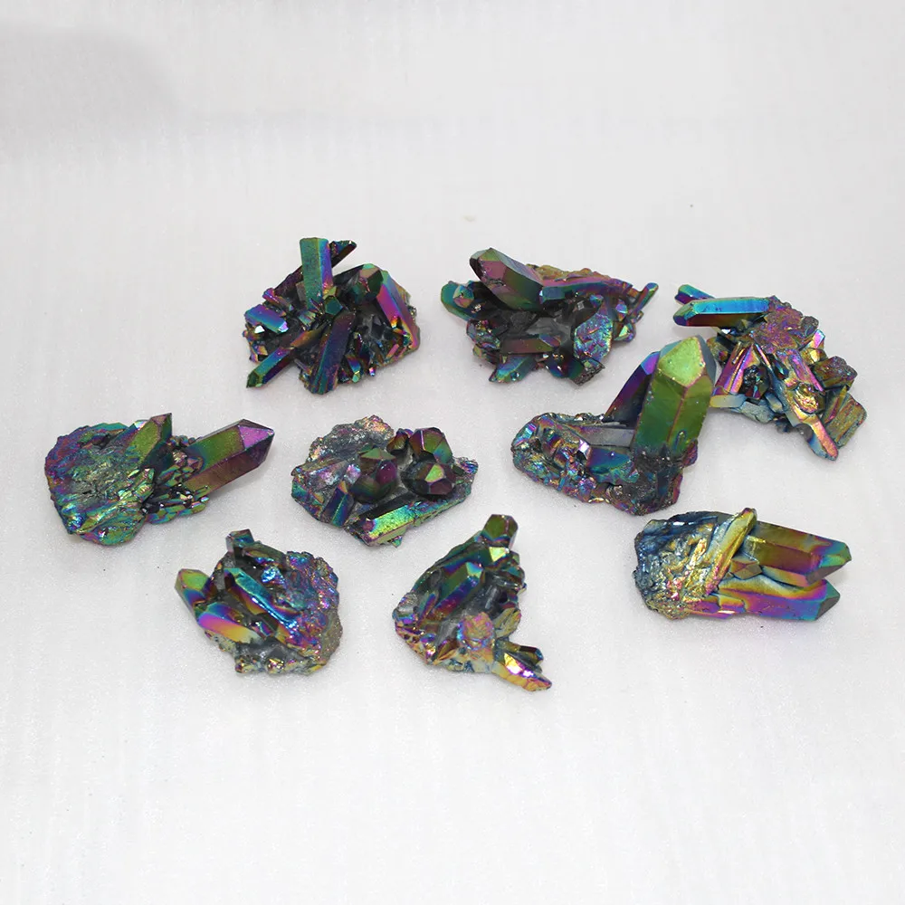 

natural Rainbow Flame Aura Titanium Quartz Crystal Cluster Ore Mineral Healing Specimens stone Random delivery