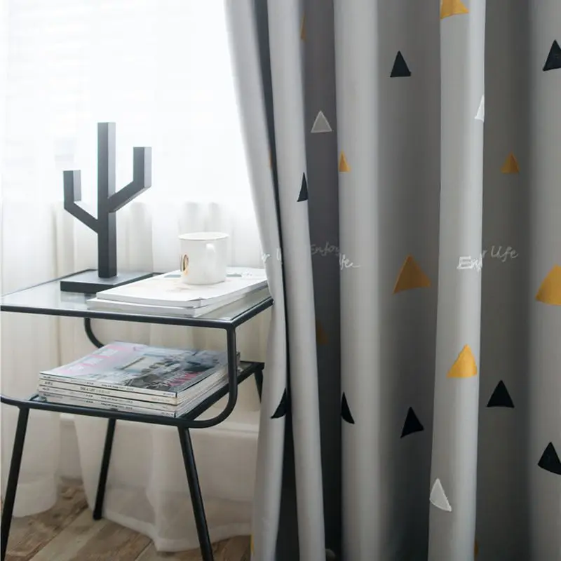 Semi-shade cloth Занавески в скандинавском стиле для гостиной с геометрической вышивкой, занавески, белый полосатый Фатин, DF056-30 - Цвет: Semi-shade cloth