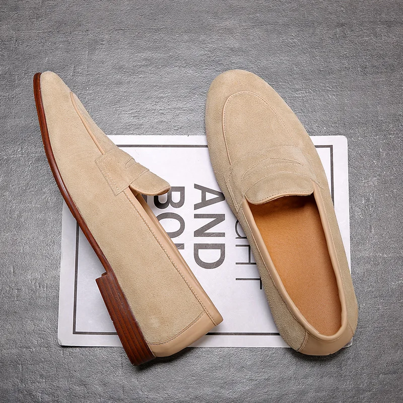 Mens Casual Brands Slip On Suede Shoes Men Loafers Moccasins Genuine Leather Driving Sneakers Zapatillas Hombre
