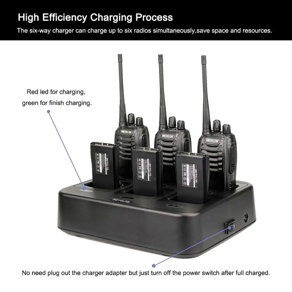 6 шт. Retevis H777 двухсторонняя рация+ шестиходовое зарядное устройство VOX UHF портативная рация трансивер для отеля/ресторана