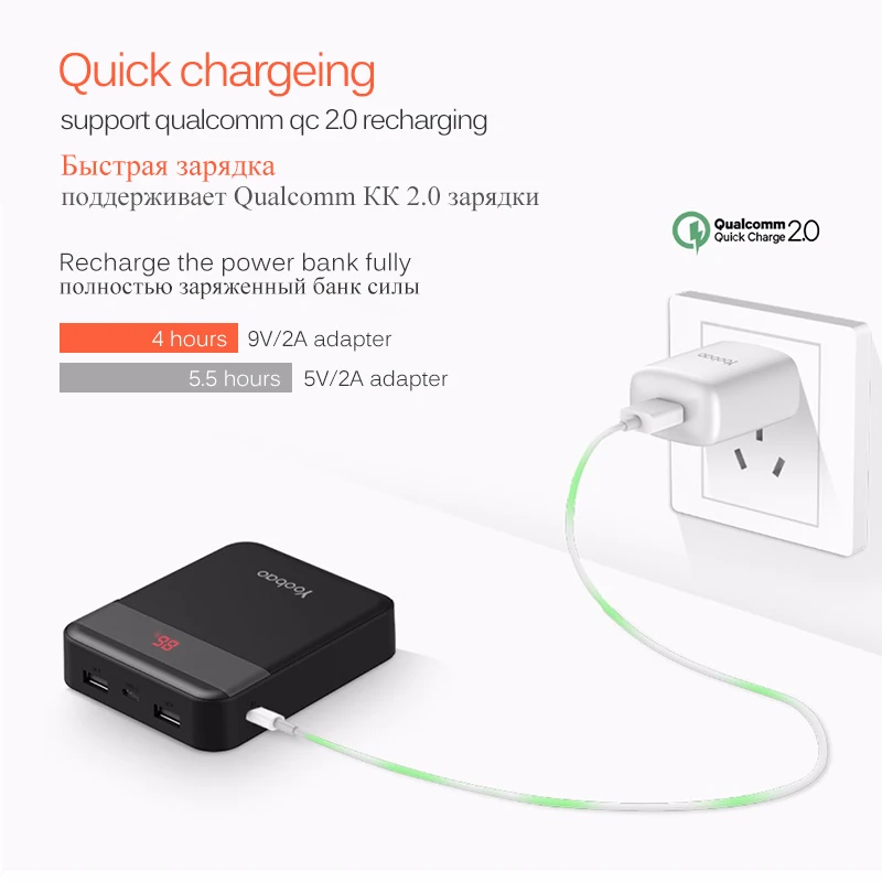 Yoobao внешний аккумулятор 10000 мАч для Xiaomi Quick Charge 3 0 Pover Bank портативное зарядное