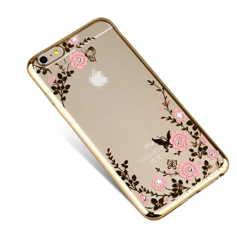 for iPhone 7 Case 6 6s Plus 5 SE 8 X Cover Luxury Beautiful Diamond Rhinestone Secret Garden TPU Transparent Soft |