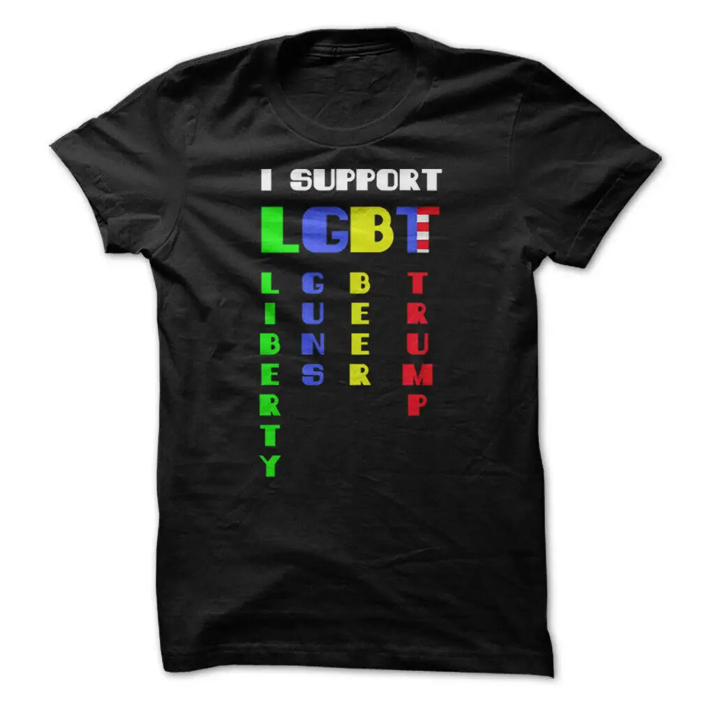 Мужская черная футболка унисекс с надписью I Support Lgbt Liberty Guns Bible Beer Trump 2019|Мужские