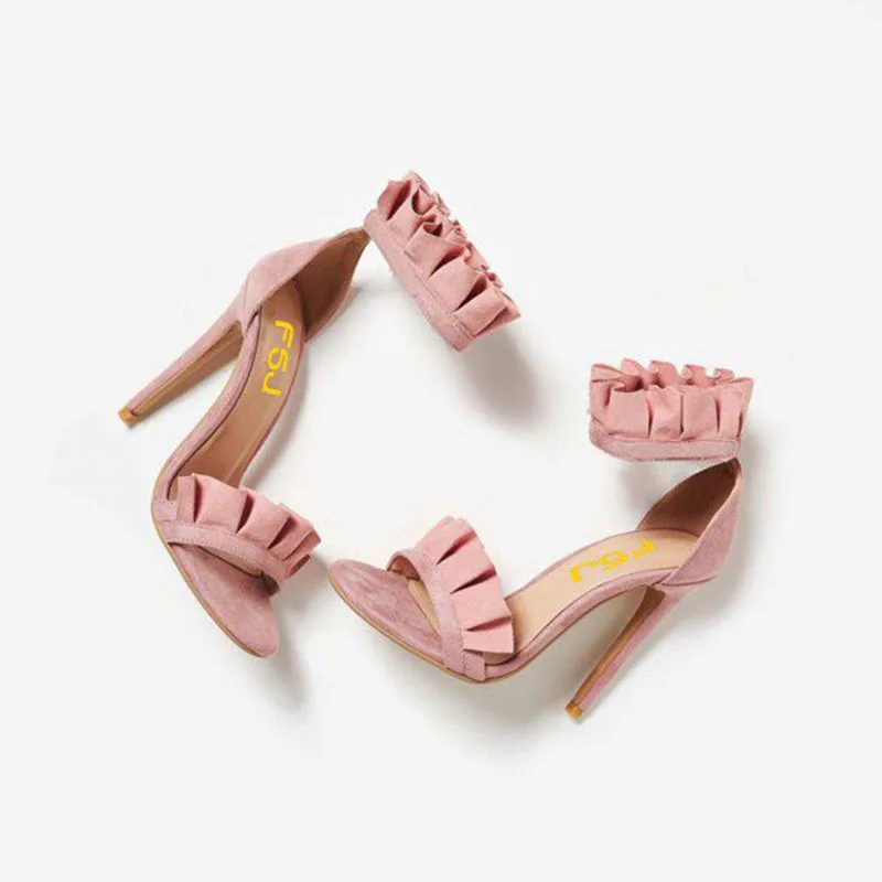 Розовые сандалии карандаш с открытым носком на высоком каблуке пряжкой и