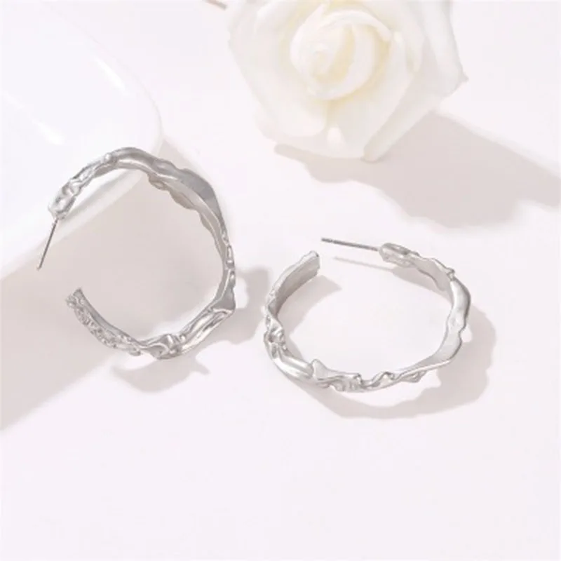 Модные c-образные круглые полые металлические серьги цветные модные