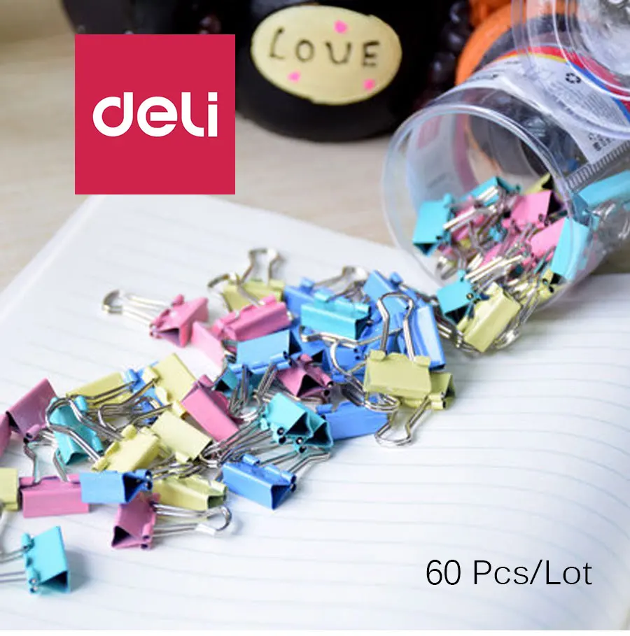 Deli 60 шт. 15 мм общие мини милые зажимы для связывания металлическая милая бумага канцелярский офисный материалы для школы милые зажимы для связывания